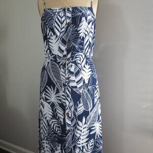 New! Old Navy Print Dress White & Navy Blue